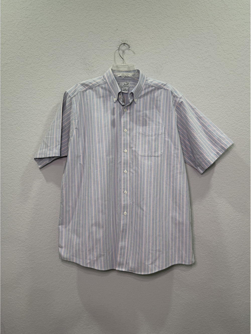 L.L. Bean Men's Striped Short-Sleeve Button Down Dress Shirt - 17R